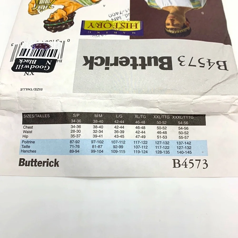 Butterick Making History UNCUT B4573 Ancient Greek Sewing Pattern XL, XXL, XXXL